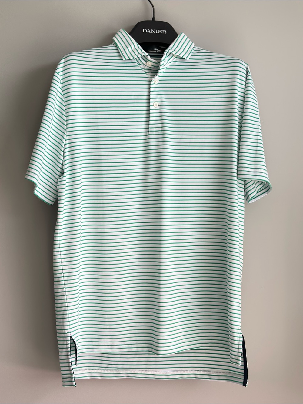 RLX Ralph Lauren Performance Golf Polo Shirt Size M Striped Wicking Lightweight